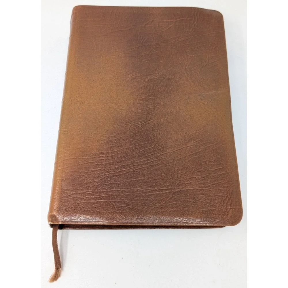 The Ryrie Study Bible NIV Brown Cowhide Leather Red Letter Moody 1986 80s VTG